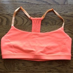 Lululemon luon bra, crochet back, coral, sz 8